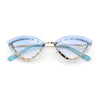 Womens Rhinestone Jewel Trim Cat Eye Luxury Rimless Bling Sunglasses