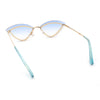 Womens Rhinestone Jewel Trim Cat Eye Luxury Rimless Bling Sunglasses