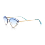 Womens Rhinestone Jewel Trim Cat Eye Luxury Rimless Bling Sunglasses