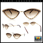 Womens Rhinestone Jewel Trim Cat Eye Luxury Rimless Bling Sunglasses