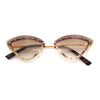 Womens Rhinestone Jewel Trim Cat Eye Luxury Rimless Bling Sunglasses