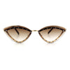 Womens Rhinestone Jewel Trim Cat Eye Luxury Rimless Bling Sunglasses