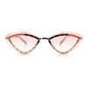 Womens Rhinestone Jewel Trim Cat Eye Luxury Rimless Bling Sunglasses