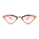 Womens Rhinestone Jewel Trim Cat Eye Luxury Rimless Bling Sunglasses