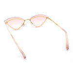 Womens Rhinestone Jewel Trim Cat Eye Luxury Rimless Bling Sunglasses