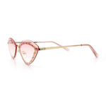 Womens Rhinestone Jewel Trim Cat Eye Luxury Rimless Bling Sunglasses