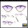 Womens Rhinestone Jewel Trim Cat Eye Luxury Rimless Bling Sunglasses