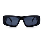 Womens Chic Mod Slick Oversized Rectangular Thick Bevel Plastic Sunglasses