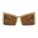 Womens Oversized Crop Bottom Square Thick Temple Cat Eye Plastic Sunglasses