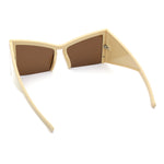 Womens Oversized Crop Bottom Square Thick Temple Cat Eye Plastic Sunglasses