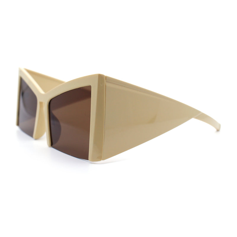 Womens Oversized Crop Bottom Square Thick Temple Cat Eye Plastic Sunglasses