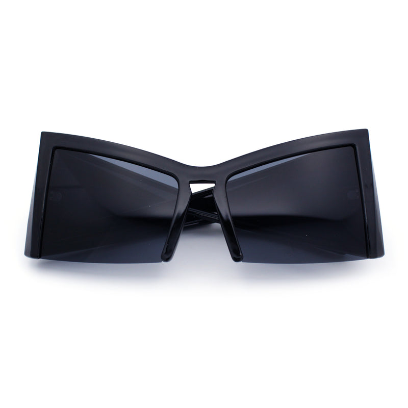 Womens Oversized Crop Bottom Square Thick Temple Cat Eye Plastic Sunglasses