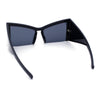 Womens Oversized Crop Bottom Square Thick Temple Cat Eye Plastic Sunglasses