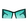 Womens Oversized Crop Bottom Square Thick Temple Cat Eye Plastic Sunglasses