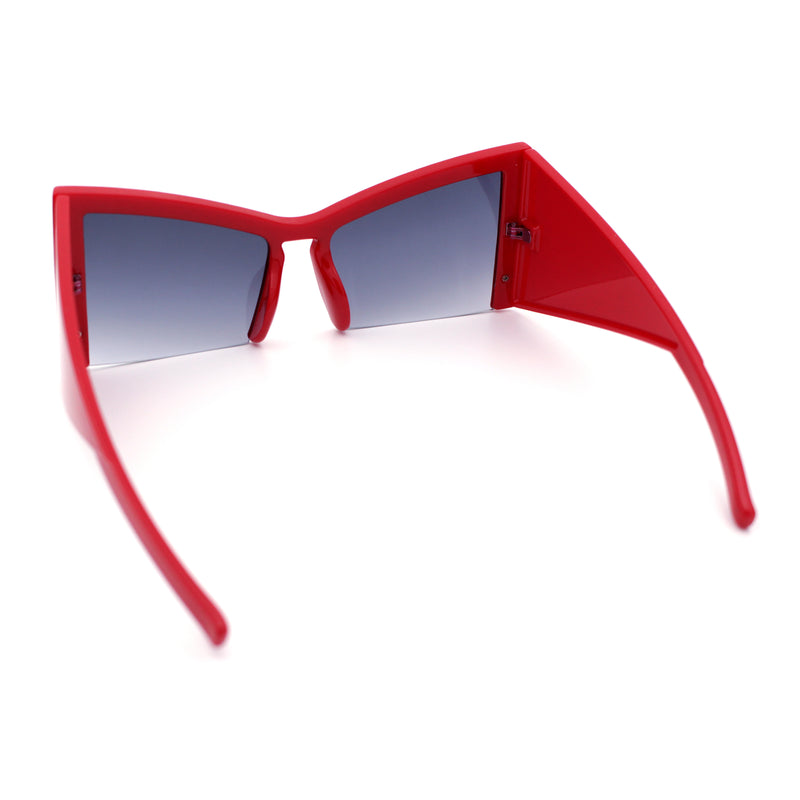 Womens Oversized Crop Bottom Square Thick Temple Cat Eye Plastic Sunglasses