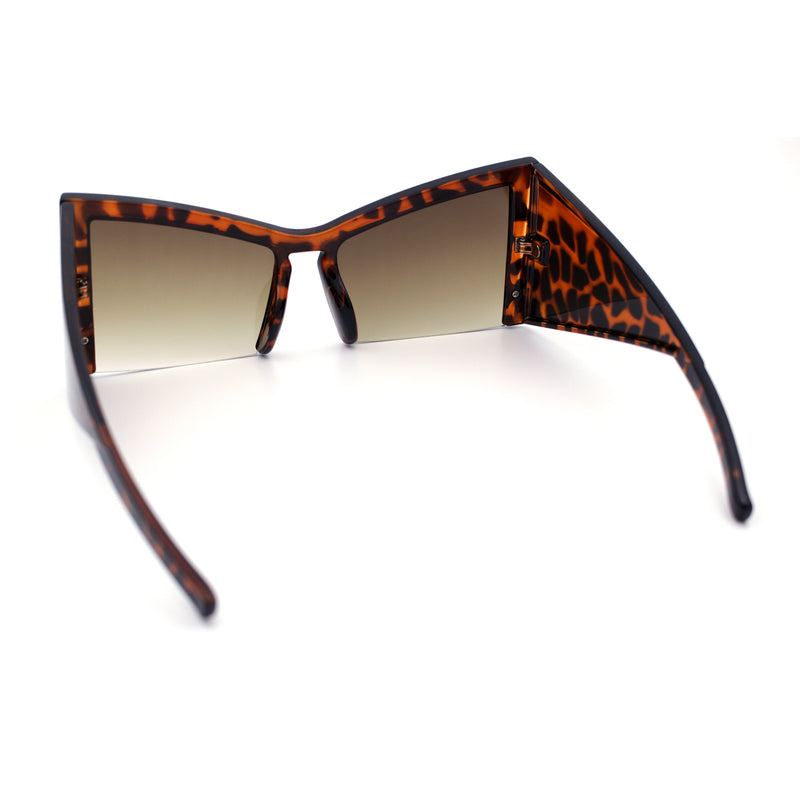 Womens Oversized Crop Bottom Square Thick Temple Cat Eye Plastic Sunglasses