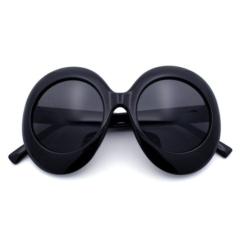 Womens Oversized Large Exaggerated Retro Round Oval Thick Plastic Sunglasses