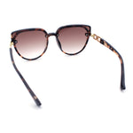 Womens Rich 90s Designer Rimless Large Round Butterfly Plastic Fashion Sunglasses