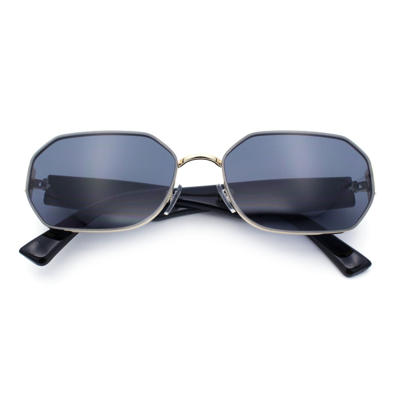 Womens Retro Dad Fashion Metal Rim Octagonal Rectangle Classy Sunglasses