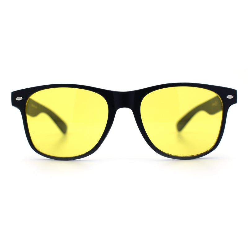 Mens Night Driving HD Yellow Lens Classic Plastic Horn Rim Sunglasses