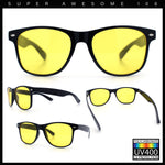 Mens Night Driving HD Yellow Lens Classic Plastic Horn Rim Sunglasses