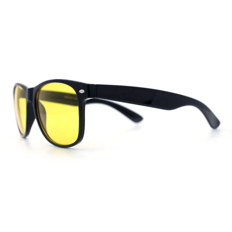 Mens Night Driving HD Yellow Lens Classic Plastic Horn Rim Sunglasses