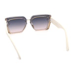 Womens 90s Designer Fashion Rectangular Rimless Butterfly Plastic Sunglasses