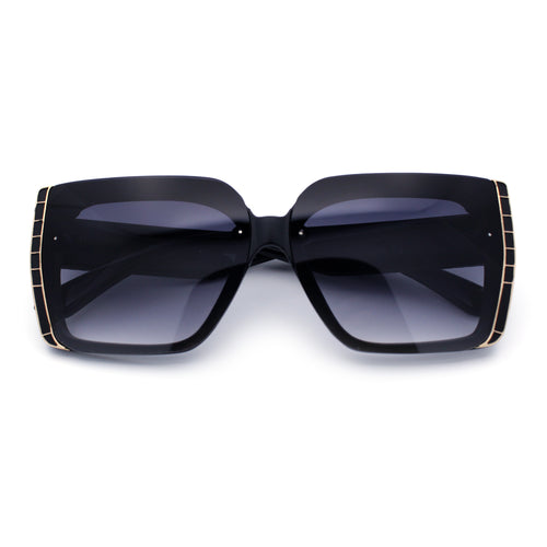 Womens 90s Designer Fashion Rectangular Rimless Butterfly Plastic Sunglasses
