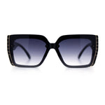 Womens 90s Designer Fashion Rectangular Rimless Butterfly Plastic Sunglasses