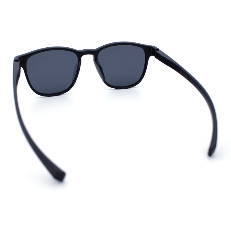 Mens Antiglare Polarized Round Horn Rim Keyhole Woodgrain Plastic Sunglasses