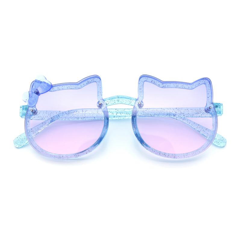 Girls Size Rimless Kitty Cat Shape Plastic Rimless Sunglasses