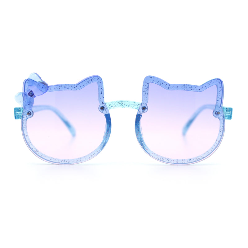 Girls Size Rimless Kitty Cat Shape Plastic Rimless Sunglasses