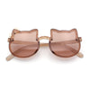 Girls Size Rimless Kitty Cat Shape Plastic Rimless Sunglasses