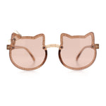 Girls Size Rimless Kitty Cat Shape Plastic Rimless Sunglasses