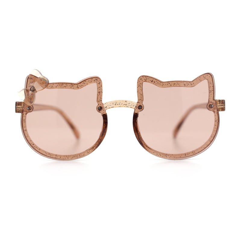 Girls Size Rimless Kitty Cat Shape Plastic Rimless Sunglasses