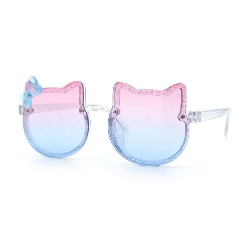 Girls Size Rimless Kitty Cat Shape Plastic Rimless Sunglasses