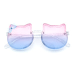 Girls Size Rimless Kitty Cat Shape Plastic Rimless Sunglasses