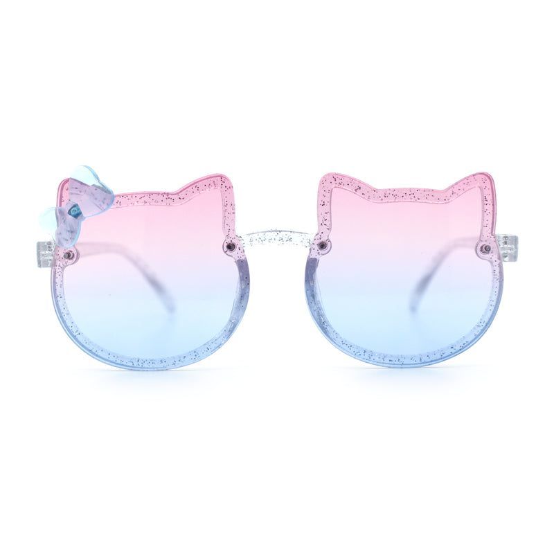 Girls Size Rimless Kitty Cat Shape Plastic Rimless Sunglasses