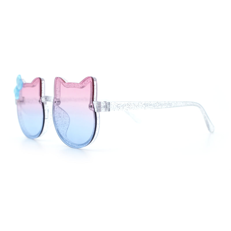 Girls Size Rimless Kitty Cat Shape Plastic Rimless Sunglasses