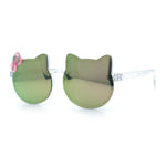 Girls Size Rimless Kitty Cat Shape Plastic Rimless Sunglasses