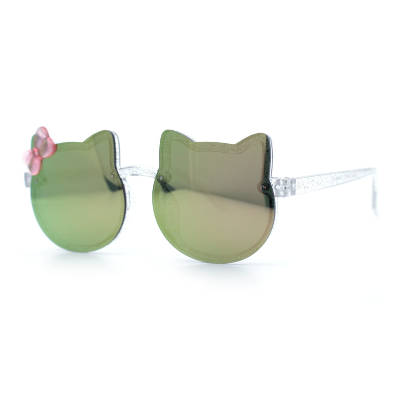 Girls Size Rimless Kitty Cat Shape Plastic Rimless Sunglasses