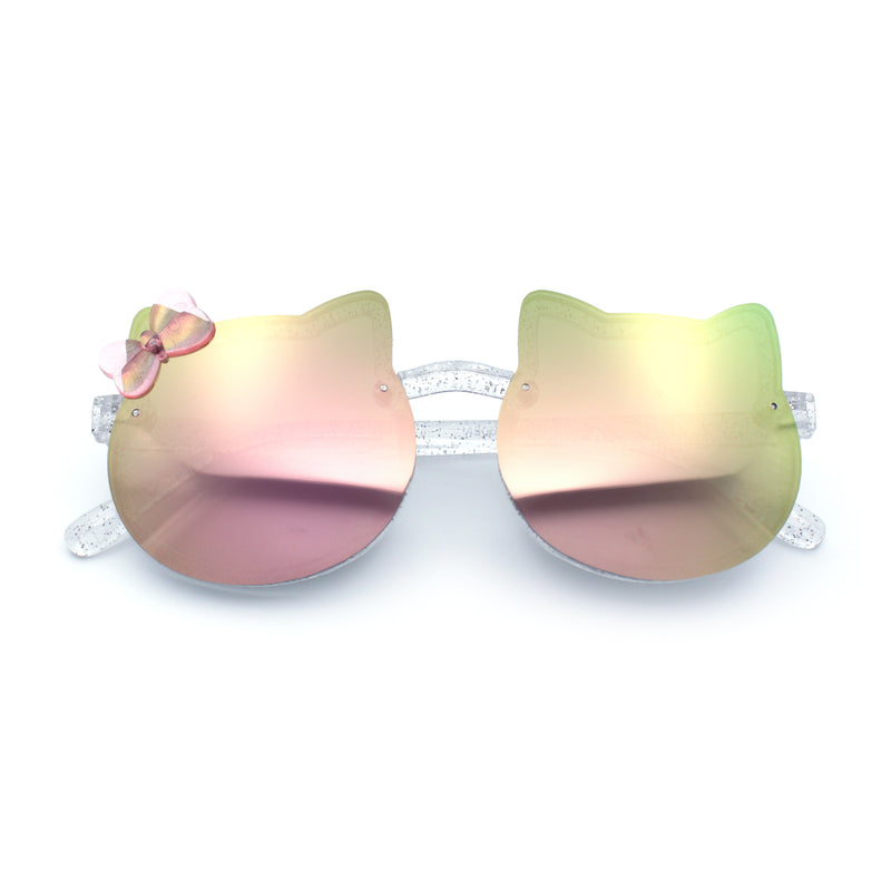 Girls Size Rimless Kitty Cat Shape Plastic Rimless Sunglasses