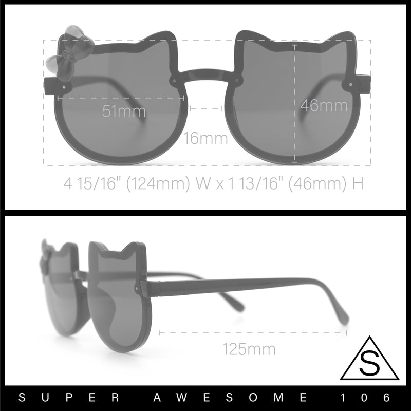 Girls Size Rimless Kitty Cat Shape Plastic Rimless Sunglasses