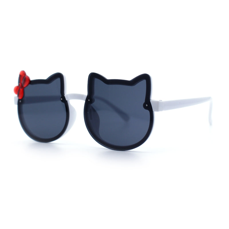 Girls Size Rimless Kitty Cat Shape Plastic Rimless Sunglasses