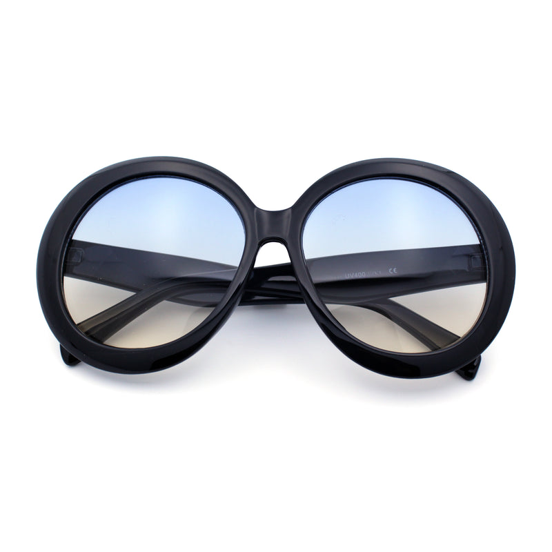 Womens XL Exaggerated Oversized Round Retro Mod Thick Plastic Sunglasses