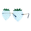 Womens Funky Strawberry Heart Shape Rimless Lolita Metal Frame Sunglasses