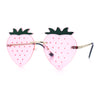 Womens Funky Strawberry Heart Shape Rimless Lolita Metal Frame Sunglasses