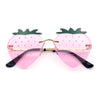 Womens Funky Strawberry Heart Shape Rimless Lolita Metal Frame Sunglasses