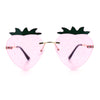 Womens Funky Strawberry Heart Shape Rimless Lolita Metal Frame Sunglasses