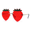 Womens Funky Strawberry Heart Shape Rimless Lolita Metal Frame Sunglasses